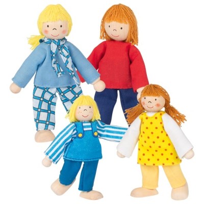 GOKI51955 Păpuși flexibile din lemn - familie tânără