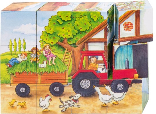 GOKI57839 Cuburi puzzle - anotimpurile la fermă