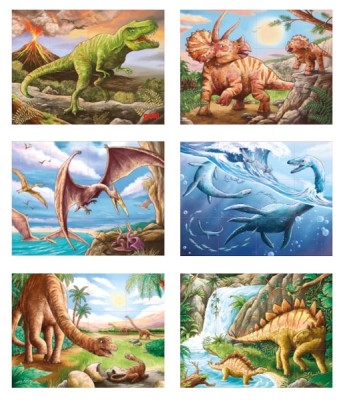 GOKI57388 Cuburi-puzzle dinozauri - 12 piese