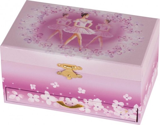 GOKI15545 Cutie muzicală roz, cu sertar și balerină