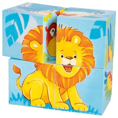 GOKI57434 Cuburi puzzle - animale sălbatice