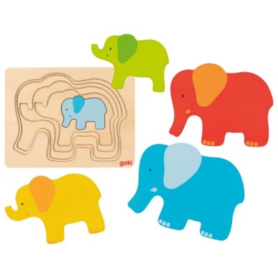 GOKI57450 Puzzle multistrat elefant (5 straturi)