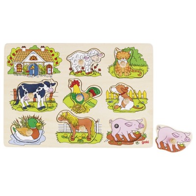 GOKI57895 Puzzle cu sunete - animale de fermă (8 piese)