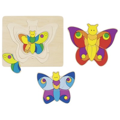 GOKI57899 Puzzle multistrat fluturaș colorat (4 straturi)