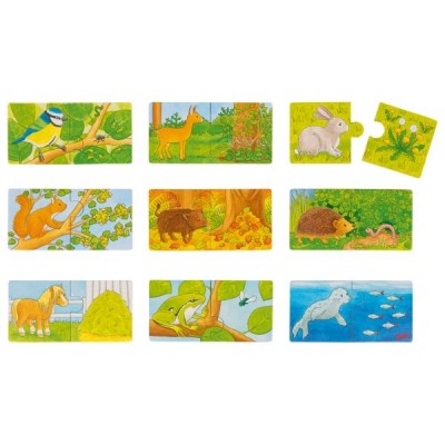 GOKI57464 Mini-puzzle - Cine pe cine mănâncă?