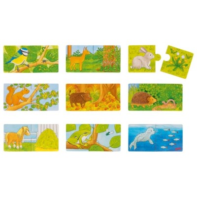 GOKI57464 Mini-puzzle - Cine pe cine mănâncă?