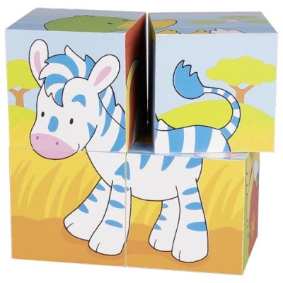 GOKI57692 Cuburi puzzle basic - animale vesele