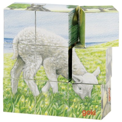 GOKI57607 Cuburi puzzle - animale de fermă